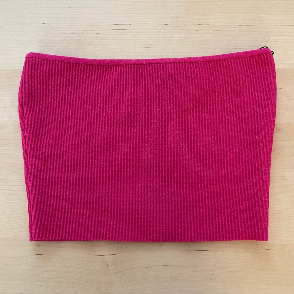 Aritzia Babaton Sculpt Knit Cropped Tube Top Hot Pink